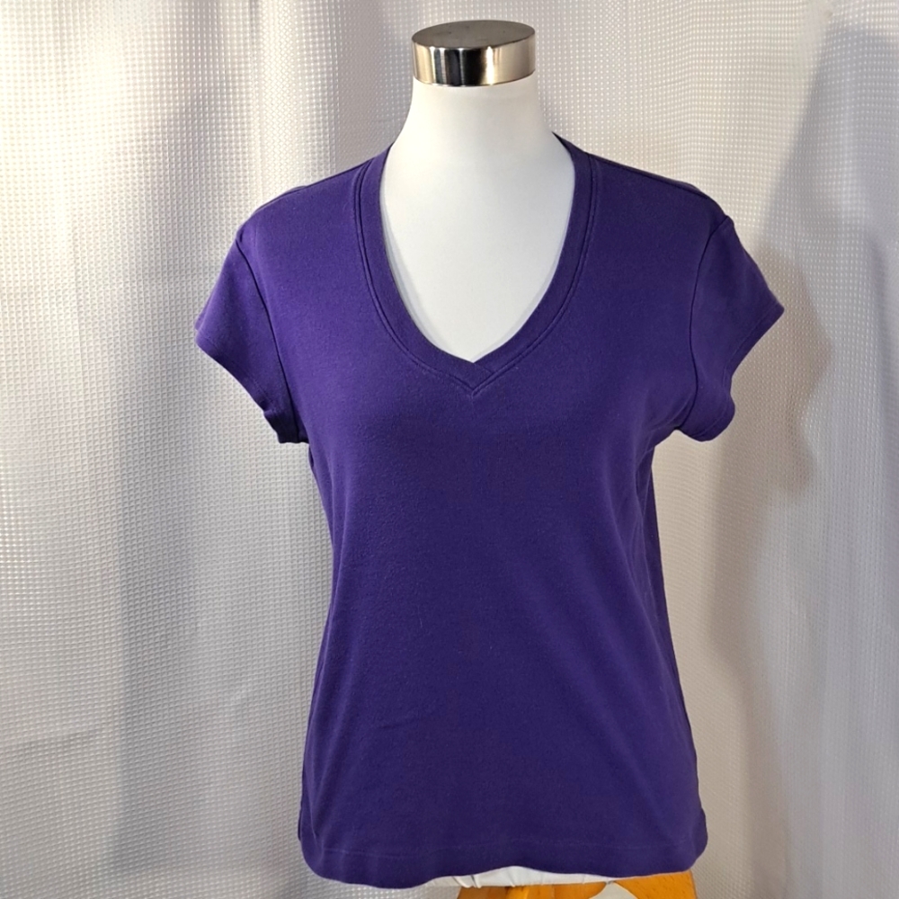 3/$25 Chico's Design Woman's V Neck Short Sleeve Shirt